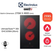 Electrolux Domino 30cm UltimateTaste 300 Built-in Ceramic Hob | EHC325BA (Radiant Hob 2 Burner Gas C