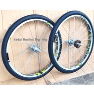 20x1.35 FREE FREEWHEEL , PASANG SIAP rim - rim 20"  ber sticker basikal , tayar 20x1.35 . Terus pasa