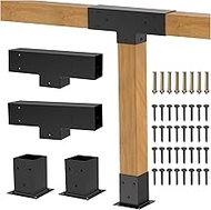 Heavy Alloy Steel Pergola Kit with 3-Way T-Angle Corner Brackets for 4"x 4" (Actual 3.6" X 3.6") Lum