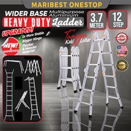 3.7M 12 Step Wider Base Heavy Duty Foldable Ladder Multipurpose Aluminium Folding Long Ladder Tangga Lipat Panjang