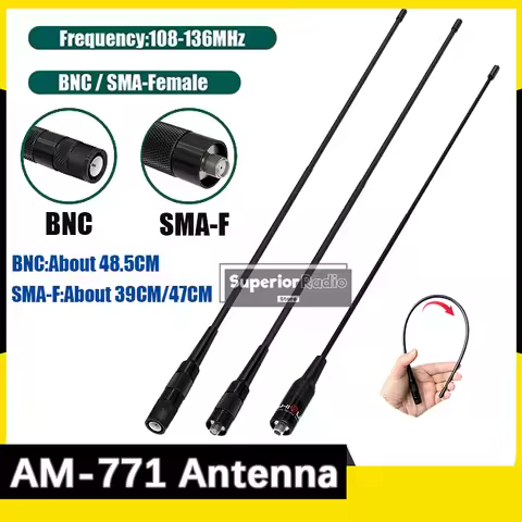 Walkie Talkie AM-771 Air Band Antenna 108-136Mhz BNC Connector For IC-A6 IC-A25 IC-A16 FTA-550L Radi