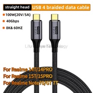 LIKAIUE USB4 Data 40Gbps PD 5A Charge Wire DP100W 5K For Realme 14 5G 14T 14Pro 14ProPlus 15T 15 5G 