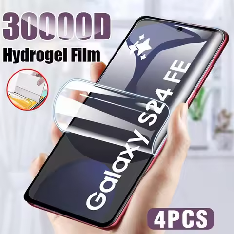 4Pcs 30000D Hydrogel Film for Samsung Galaxy S24 FE 5G Curved Screen Protector Not Glass on Sumsung 