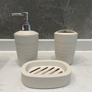 ☞ 3Pcs/Set Wheat Straw Soap Dispenser Toothbrush Holder Soap Box Washroom Suit Bathroom Accessories