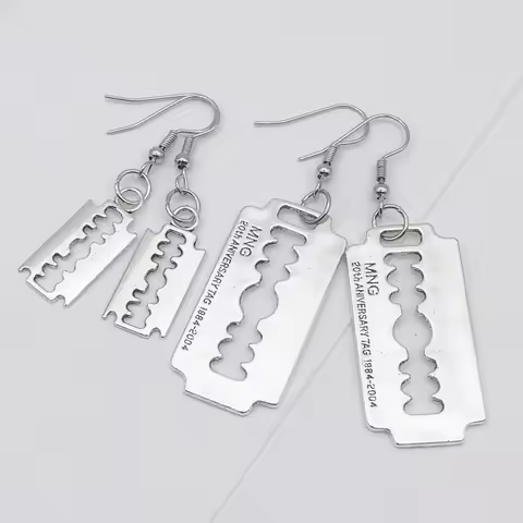 funny goth Punk Blade Earrings for Men Women Rock A Razor Blade Earrings e girl 90s grunge aros aest