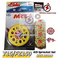 (Size Besar) Y15 / FZ150 SPROCKET SET RACING 415 SPROCKET BELAKANG MCS RANTAI STT SPROCKET DEPAN SCC