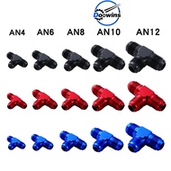 Universal AN4 AN6 AN8 AN10 AN12 Male Flare Tee T Block Fuel Fitting Adapter Aluminum 3 Ports T Pipe 