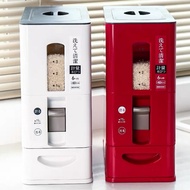 Japanese Style White & Red Rice Box Storage Container 6kg/12kg Premium Rice Dispenser