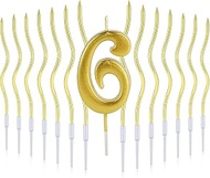 Birthday Candles Numbers 6 Cake Decoration, Pack of 13 Birthday Candle 6 and Spiral Candle for Cake,