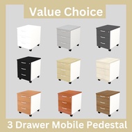 Assembled/ 3Drawer Mobile Pedestal / Laci Pejabat/ Office Drawer / Office Pedestal / Drawer with Loc