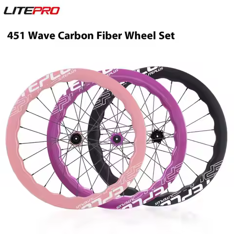 Litepro Liteplus Folding Bike Wave Carbon Fiber Wheelset 20 Inch 451 Disc Brake Straight Pull 11S Wh