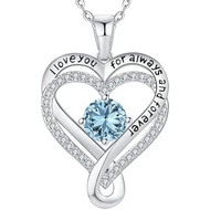 Jewelry for Women Wife Infinity Heart Birthstone I Love You Necklace S925 Anniversary Women Necklace