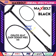 raket badminton maxbolt black original bulutangkis - raket+senar+tas