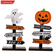 CRAFTSERIES Creative Halloween Pumpkin Letter Ghost Wooden Ornament Tree Shaped Ghost Desktop Orname
