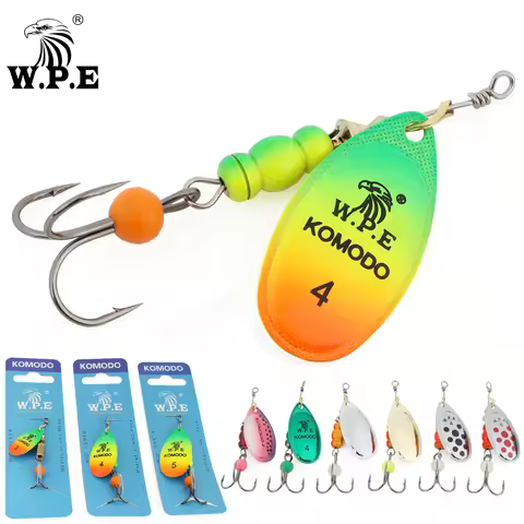 W.P.E Spinner Lure Spoon Fishing Lure1pcs 3#/4#/5# 6.8g/9.5g/13.4g Brass Copper Metal Treble Hook Ba