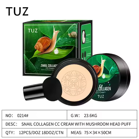 TUZ0214 Snail Collagen CC Cream Mushroom Head Air Cushion BB Cream Foundation Liquid Concealer Brigh