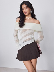 Cider Stripe Ripped Knitted Long Sleeve Top