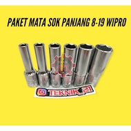 MATA LONG SOCKET BIT SET WIPRO 8-19 MM DEEP SOCKET WIPRO 8-19 IMPACT SOCKET BIT PACKAGE