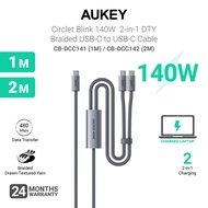 Aukey CB-DCC141 / CB-DCC142 CB-Circlet Blink 140W 1m/2m 2-in-1 DTY Braided USB-C to USB-C Cable (24 