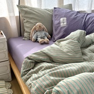 blanket bedsheet set with quilt cover Ins Dopamine Mix and Match Antique Striped Cotton Four-piece S