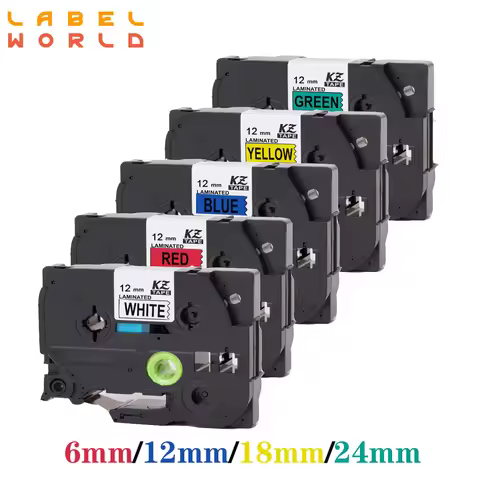 6mm/9mm/12mm/18mm/24mm*8m muticolor ribbon label tapes Compatible for Brother P-TOUCH TZE label prin