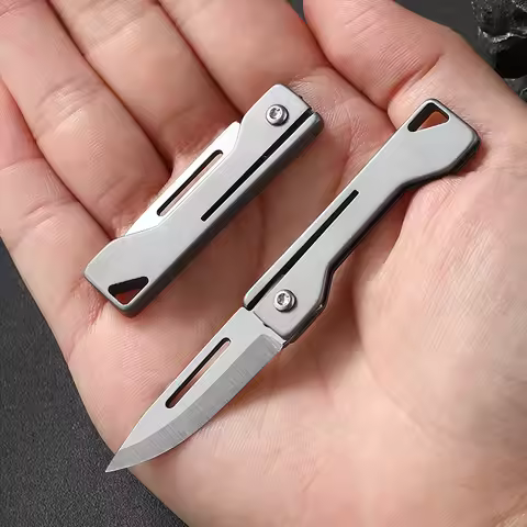 EDC Titanium Mini Folding Knife Sharp Pocket Knive Outdoor Unpacking Pocket Key Knife for Women Frui