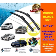 Wiper Blade Set 19'' 24'' - Volkswagen Passat B6 B7 CC1 CC2 - Free Windscreen Cleaner Tablet 2pc - J