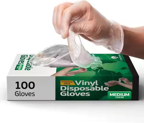 Clear Vinyl Disposable Gloves - Food Safe for Cooking & Cleaning, Powder & Latex Free