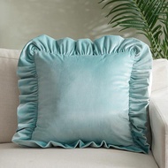 Lafloria Home Décor Velvet Ruffle Cushion_ Azure_ 45*45cm