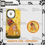 DKshop Cute Magnetic Case – Noodle Girl Image, PopSocket Included, Firm Grip, Shockproof, Phone Acce
