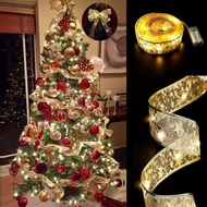 網紅打卡聖誕絲帶LED燈串 聖誕樹佈置 5米長