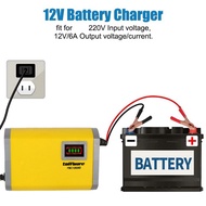 Charger Aki Motor-Mobil High Efficiency Intelligent Pulse Accu Charger 6A 12V - 20Ah 60Ah 80AH Yellow
