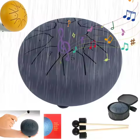 Rain Drum Tones Steel Tongue Drum Outdoors Rain Drum Instrument Mini Hand Drum Ethereal Drum Sticks 