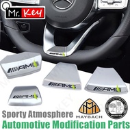 【Mr.Key】12-21 Mercedes Benz AMG Maybach GLA CLA GLC GLE C/E W211 W212 W213 W203 Steering Wheel LOGO Sticker Cover Decor Interior Decorative Accessories
