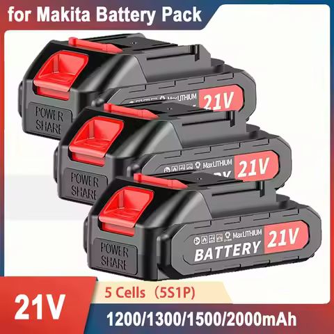 5S1P 1200/1300/1500/2000mah 21V Rechargeable Battery Pack for Makita 18V Cordless Screwdriver Drills