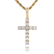 TBCYD 3MM D Color Moissanite Cross Pendant Necklace For Men S925 Silver Shiny Diamond Hip Hop Neck C