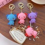 Lovely Axolotl Charm Key Chain - Simulation Fish Key Ring Holder - Fashion Animal Ornaments - for Pe