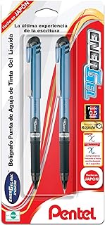 Pentel EnerGel NV Liquid Gel Pen, 0.5mm, Needle Tip, Black Ink, 2 Pack (BLN15BP2A)