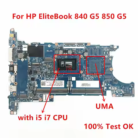 6050A2945601-MB-A01 Motherboard For HP EliteBook 840 G5 850 G5 Laptop UMA Mainboard with i5 i7 CPU 1