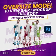 TRENDING MOCKUP 10 in 1 Oversize Tshirt with model PSD Mockup set, 3D Tshirt Mockup | Drop Shoulder