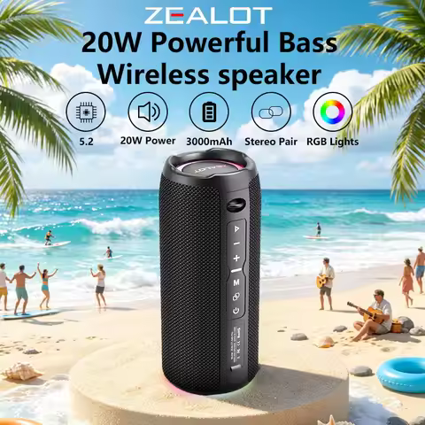 Zealot-S49 Pro 20W Wireless Speaker, RGB Light Wireless HiFi Sound Quality, Bass Boost, Dual Pairing