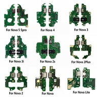 ใหม่โมดูลไมโครโฟน + พอร์ตชาร์จ USB บอร์ดสายเคเบิลยืดหยุ่นชิ้นส่วนเชื่อมต่อสำหรับ Huawei Nova Lite 2 2Plus Nova 2S 3 3i 3E 4 5