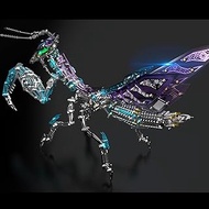 Colourful 3D Metal Puzzle Adult Mantis with Light, 3D Model Kit Metal for Adults with Tools, Desktop