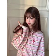 Umeow Studio Strawberry Jam Pink Striped Long Sleeve Top