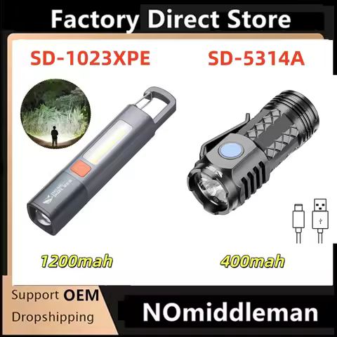 1pc Smiling Shark SD1023 LED Torch Light XPE Super Bright Flashlight with Hook Camping Light Recharg