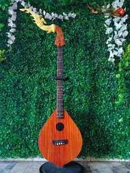 พิณโปร่งไฟฟ้าไม้ประดู่  ฟิงเกอร์บอร์ดไม้แต้ดำ 3 สาย 15 เฟรต วงจรไฟฟ้า EQ 7545R