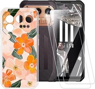 ESACMOT Orange Flowers Pattern Case Compatible with IIIF150 Raptor 5G + [2 Pack] Screen Protector Te