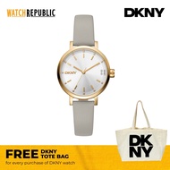 [FREE GIFT] DKNY Soho Glitz Gray Leather Analog Quartz Watch For Women DK1L038L0025