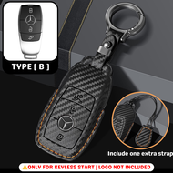 🇲🇾 Mercedes Leather Carbon Fiber Style Car Key Cover Carbon Fiber Mercedes A C E G S CLA GLA GLC Cla