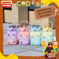 [Joeragan Lapak] Botol Minum Kotak Gradasi Viral Bonus Hiasan Stiker 2D 3D Tumblr Bottle Rsokr